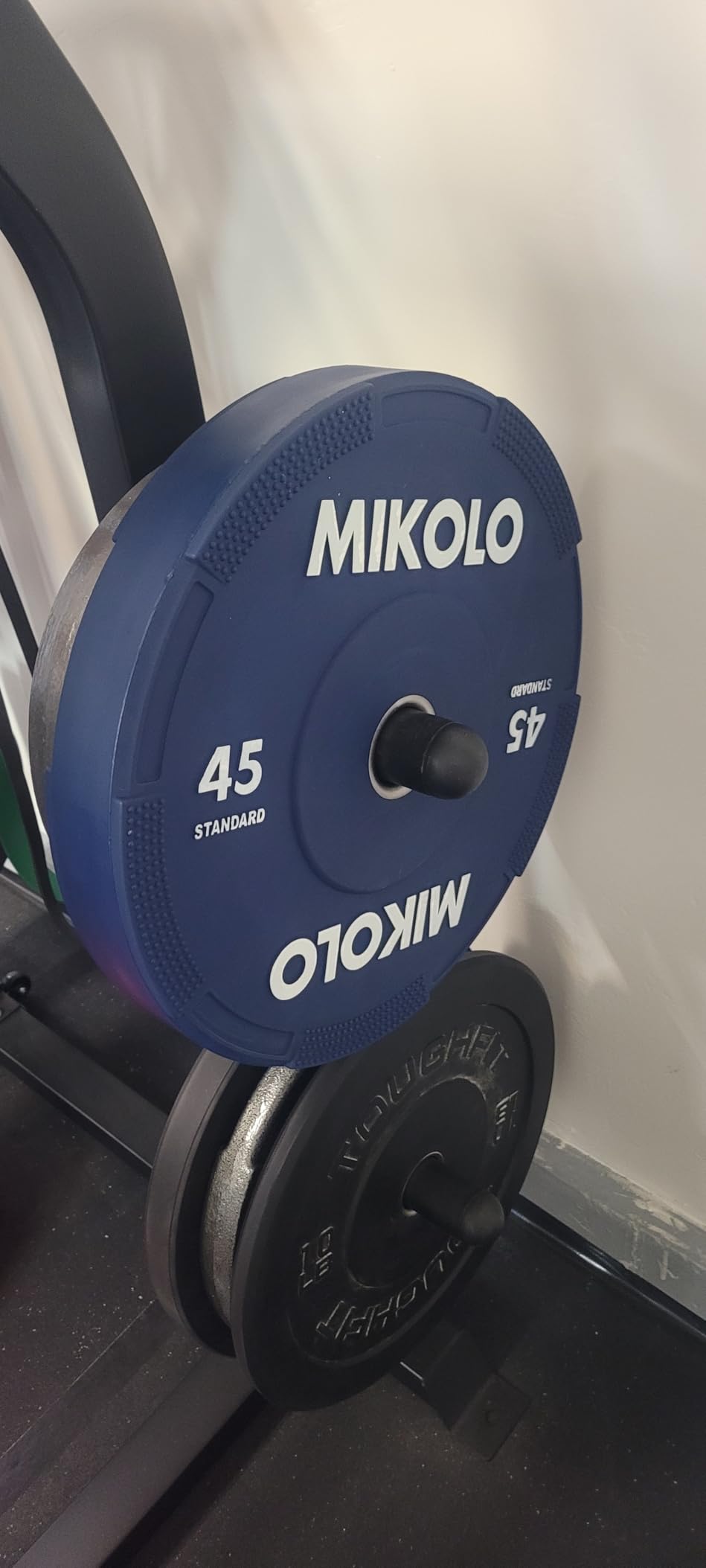 Mikolo Olympic Bumper Plates Set, 100% High-Density Low-Bounce Rubber Weight Plates with Steel Inserts, IWF Color-Coded Quiet Barbell Plates for Deadlifts, Squats & Home Gym Strength Training (Weights: 45 * 2-230LB) customer photo 1