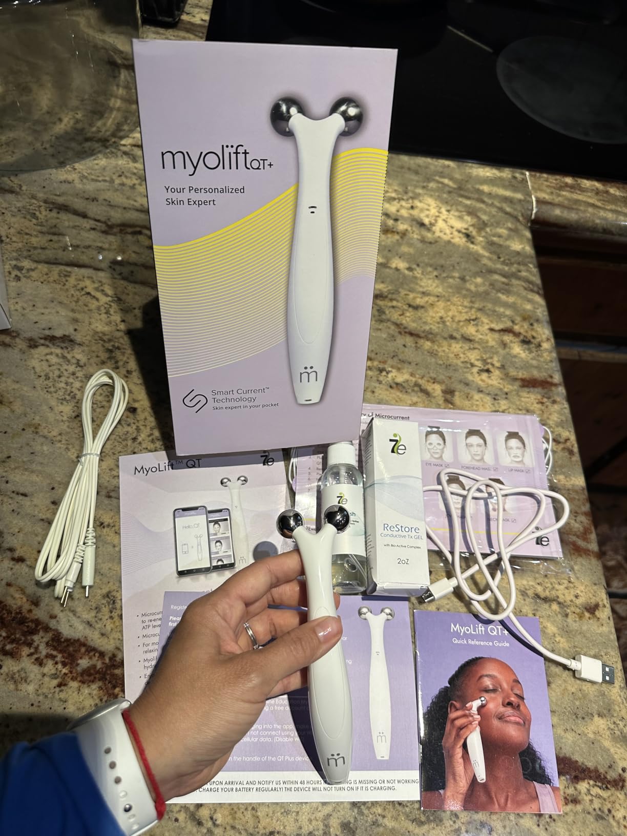 7E Wellness MyoLift QT Plus Premium Microcurrent Facial Device | App-guided microcurrent facial device with AI skin analysis, tutorials, reminders and offline mode customer photo 2
