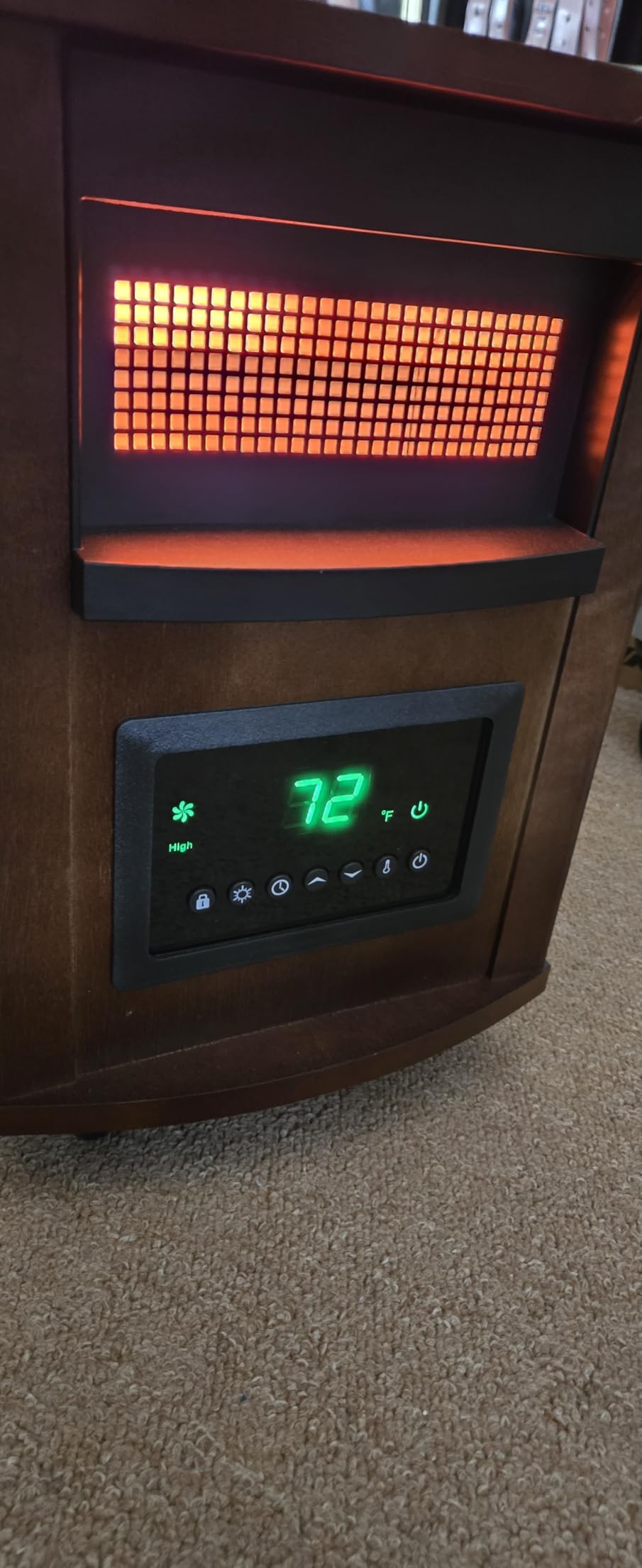 RealSmart 1500W Wood Cabinet Infrared Space Heater for Indoor Use | Electric Quartz Heater, Thermostat & ECO Mode, Remote Control, 12H Timer, Tip-Over & Overheat Protection, Large Rooms customer photo 2