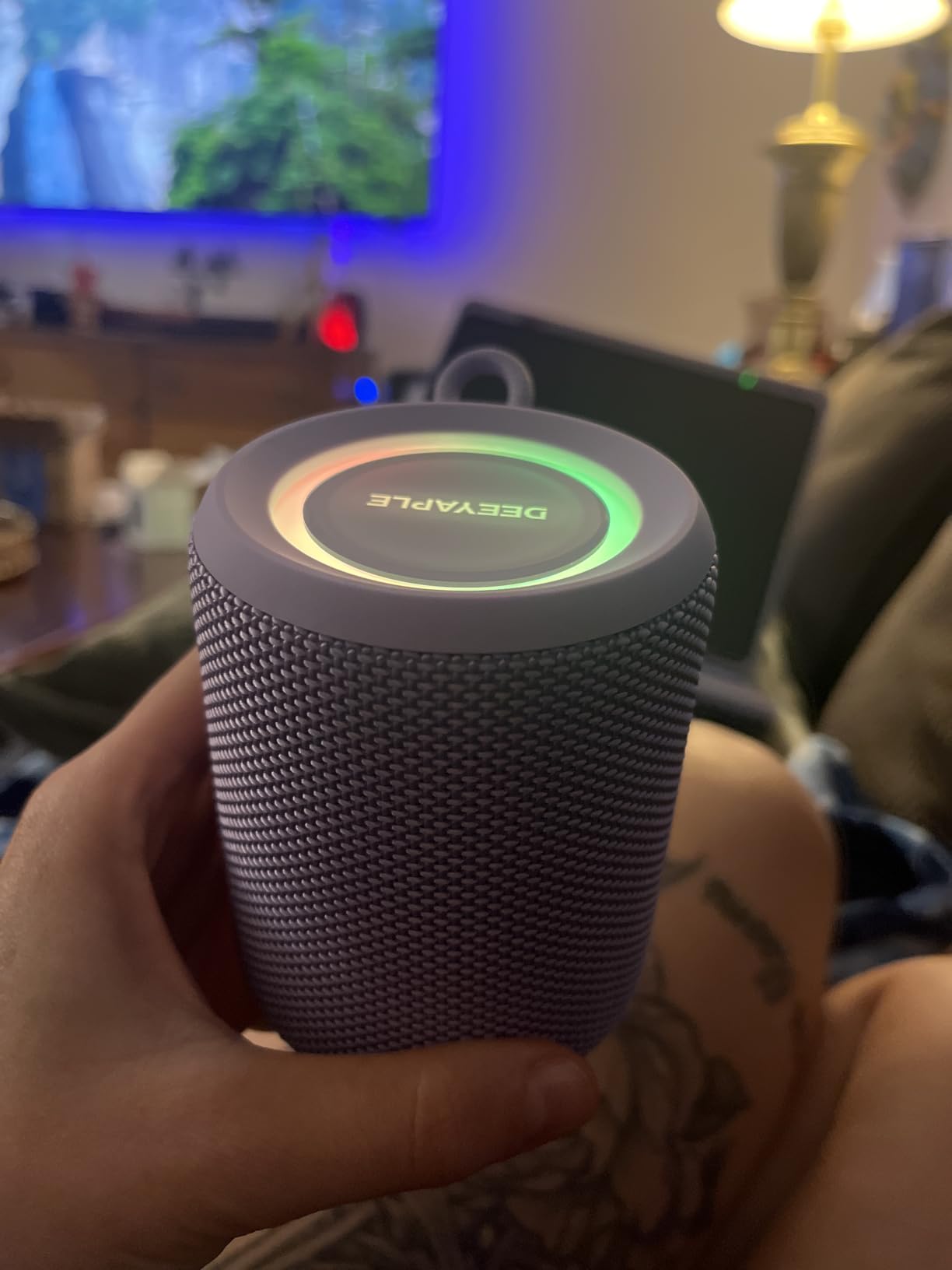 Bluetooth Speaker Wireless, IP67 Waterproof & Dustproof Portable Speaker with Lights, 15W Loud Stereo Sound, 2500mAh Battery All Day Playtime, TWS Pairing, BT5.3, Home/Party/Outdoor/Beach (Black) customer photo 2