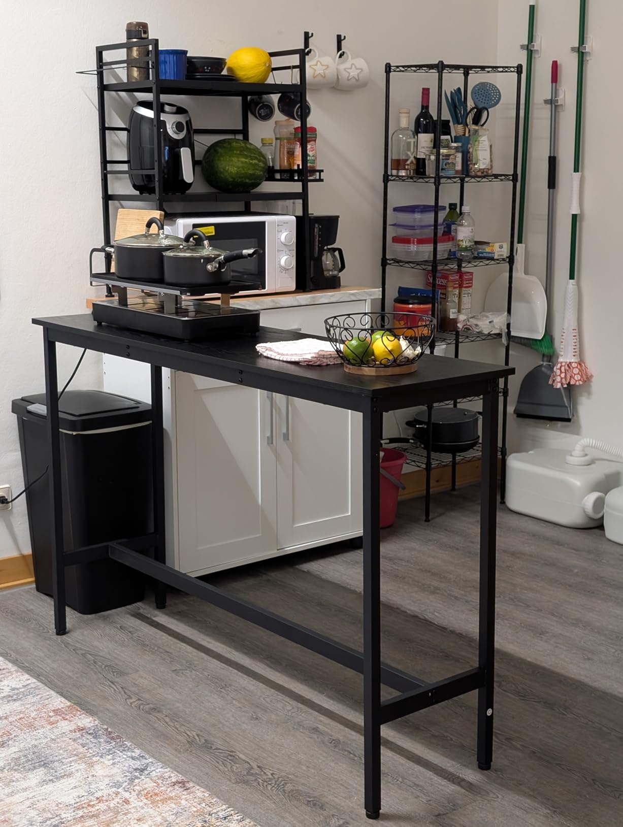 VASAGLE Bar Table, Kitchen Dining Table, High Top Pub Table, Bar Height Cocktail Table for Living Room Party, Sturdy Metal, 23.6 x 23.6 x 41.7 Inches for Narrow Spaces, Rustic Brown and Ink Black customer photo 1