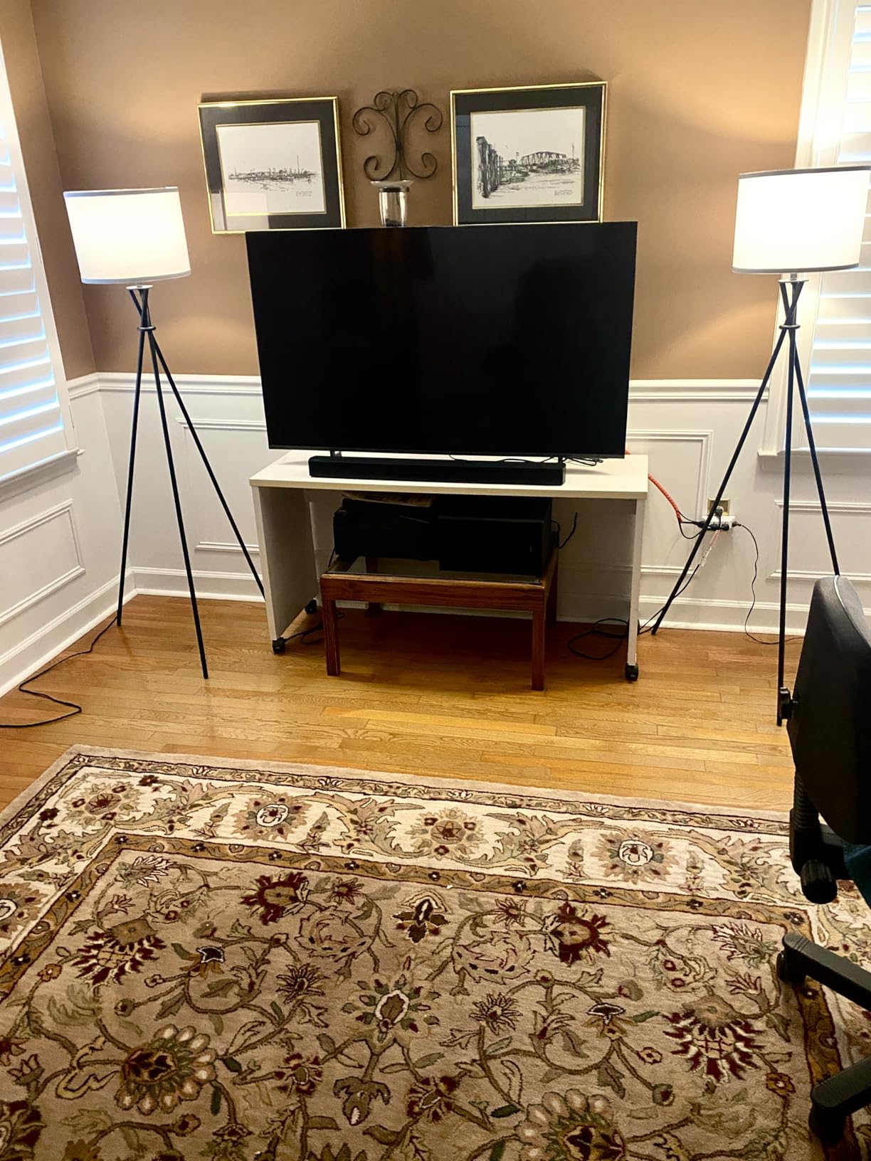 Floor Lamps for Living Room, 61'' Tripod Floor Lamps with Rotary Switch | Black Floor Lamp with Beige Shade, Simple Design, Modern Standing Lamp for Living Room, Tall Lamp for Bedroom, Home Decor customer photo 1