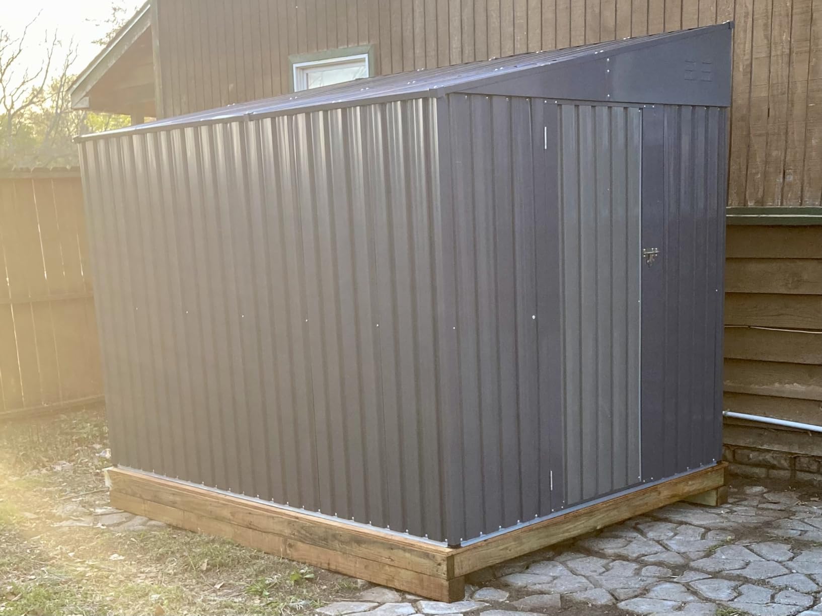AECOJOY 4' x 6' Lean to Shed, Small Metal Outdoor Storage Shed, Wall Side Sheds & Outdoor Storage Cabinet, Bike Shed for Garden, Backyard customer photo 1