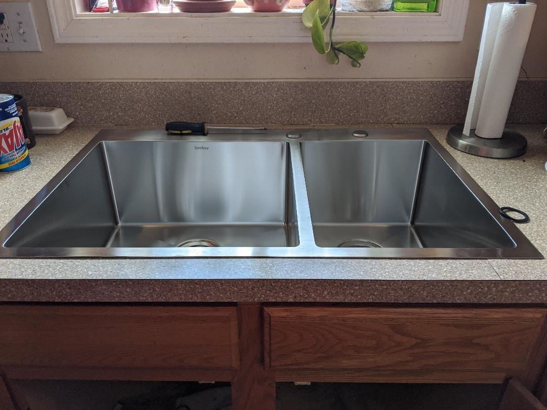 Lordear 33 Inch Drop in Kitchen Sink Double Bowl Kitchen Sinks 16 Gauge 304 Stainless Steel 50/50 Topmount Double Basin Sink customer photo 2