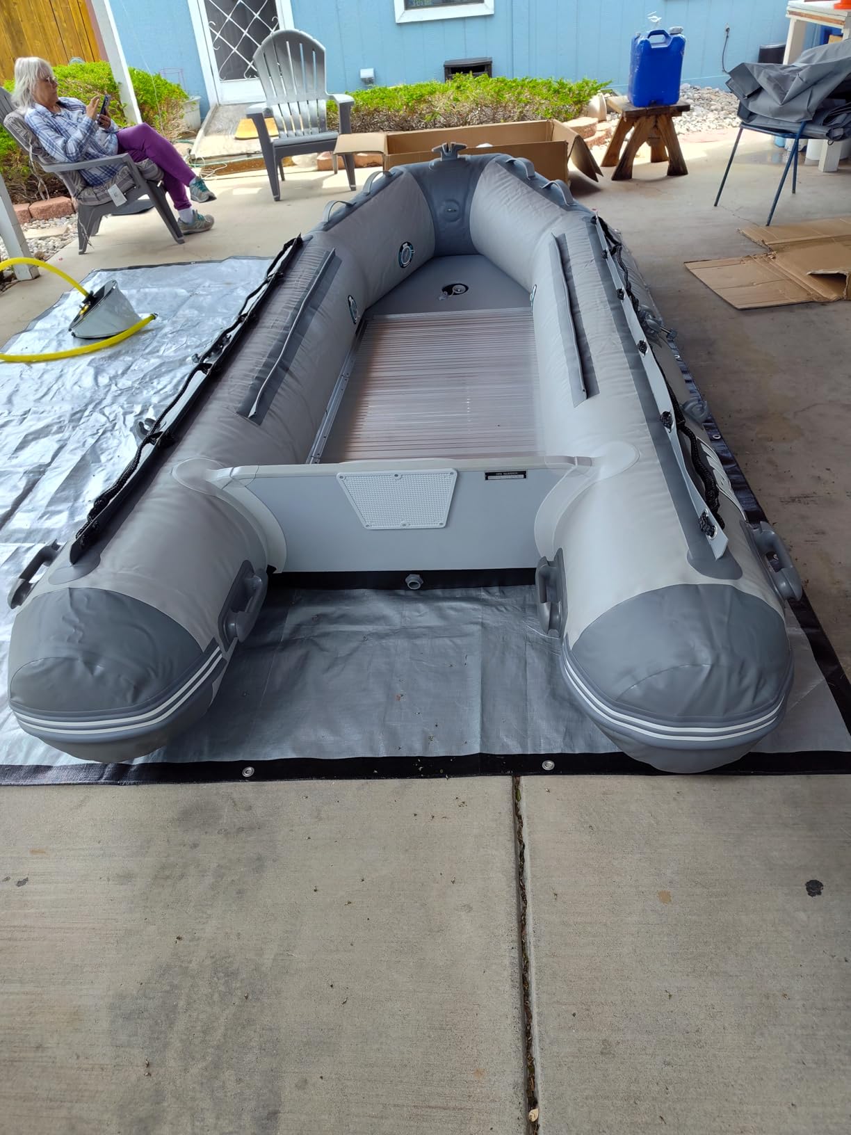 BEYOND MARINA USCG Approved Inflatable Dinghy Boat, 3-5 Person 1100D PVC Heavy Duty Inflatable Boat for Adults, Fishing Boat with Aluminum Oars and Floor Panels customer photo 1