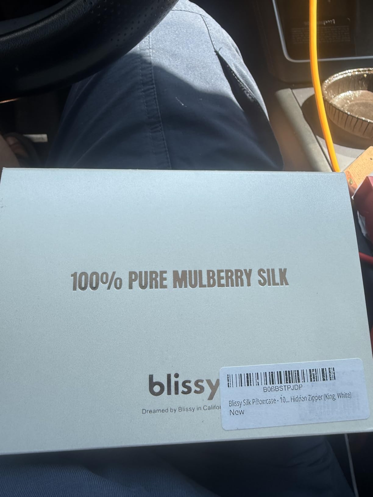 Blissy Silk Pillowcase - 100% Pure Mulberry Silk - 22 Momme 6A High-Grade Fibers - Silk Pillow Cover for Hair & Skin - Regular, Queen & King (White Striped, Queen) customer photo 2