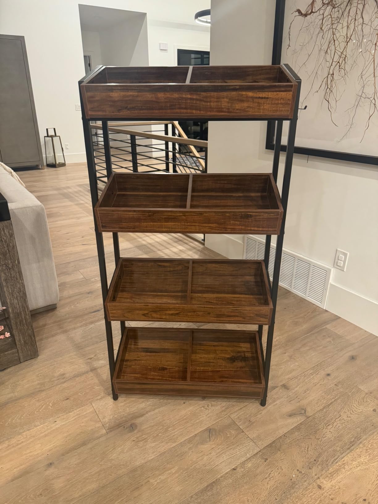 Tribesigns 4-Tier Retail Display Rack, Wooden Snack and Candy Stand, Heavy-Duty Wood and Metal Shelving for Boutiques, Cafes and Stores, Easy Assembly(1, Brown) customer photo 1
