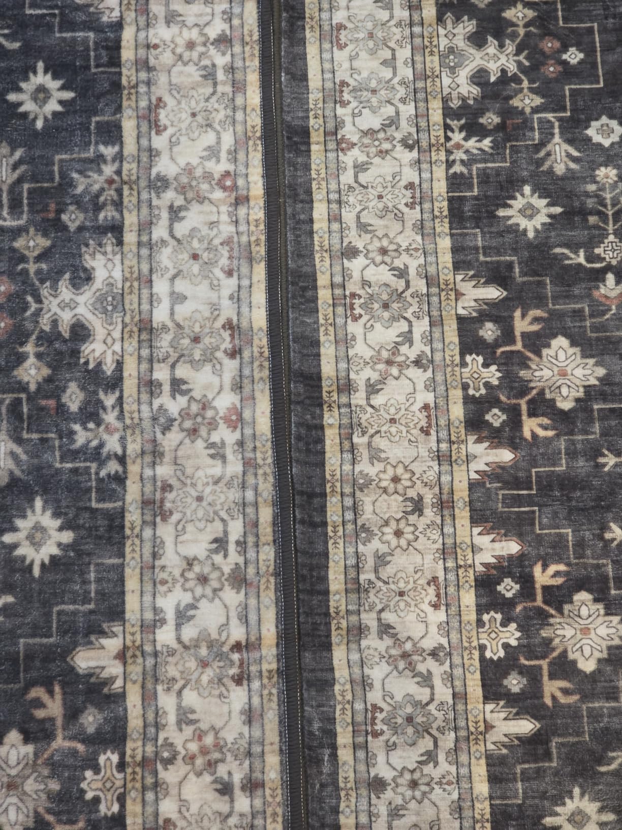 Black Farmhouse Washable 8x10 Area Rugs for Living room, Bedroom, Dining Room Kitchen Table Rug for Under Table, Office, Dark Charcoal Tumble Stain Resistant Non-Slip Large Washable (8x10 Black/Multi) customer photo 1