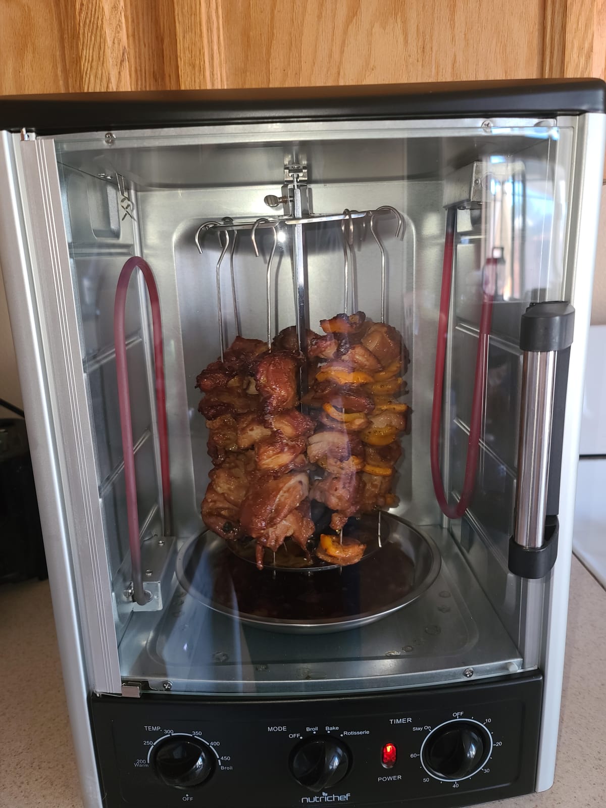 Nutrichef Vertical Countertop Oven with Rotisserie, Bake, Broil, & Kebab Rack Functions - Adjustable Settings - 2 Shelves - 1500W - Thanksgiving Turkey - Includes Grill, Kebab skewer racks & bake pan customer photo 2