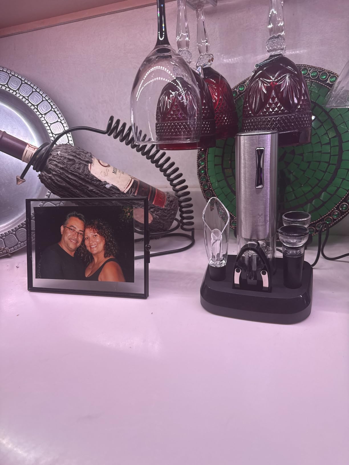 Zulay Kitchen Rechargeable Electric Wine Opener Set with Storage Base - Automatic Corkscrew Wine Bottle Opener, Pourer, Foil Cutter & Vacuum Stopper - Stainless Steel customer photo 2