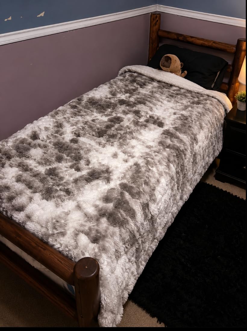 50x60 Inches Ultra-Soft Fuzzy Faux Fur Plush Throw Blanket - Thick, Warm Sherpa for Couch, Sofa, Bedroom, Camping - Decorative Blanket for Cozy Warmth, Bubble Brown Tie Dye customer photo 1