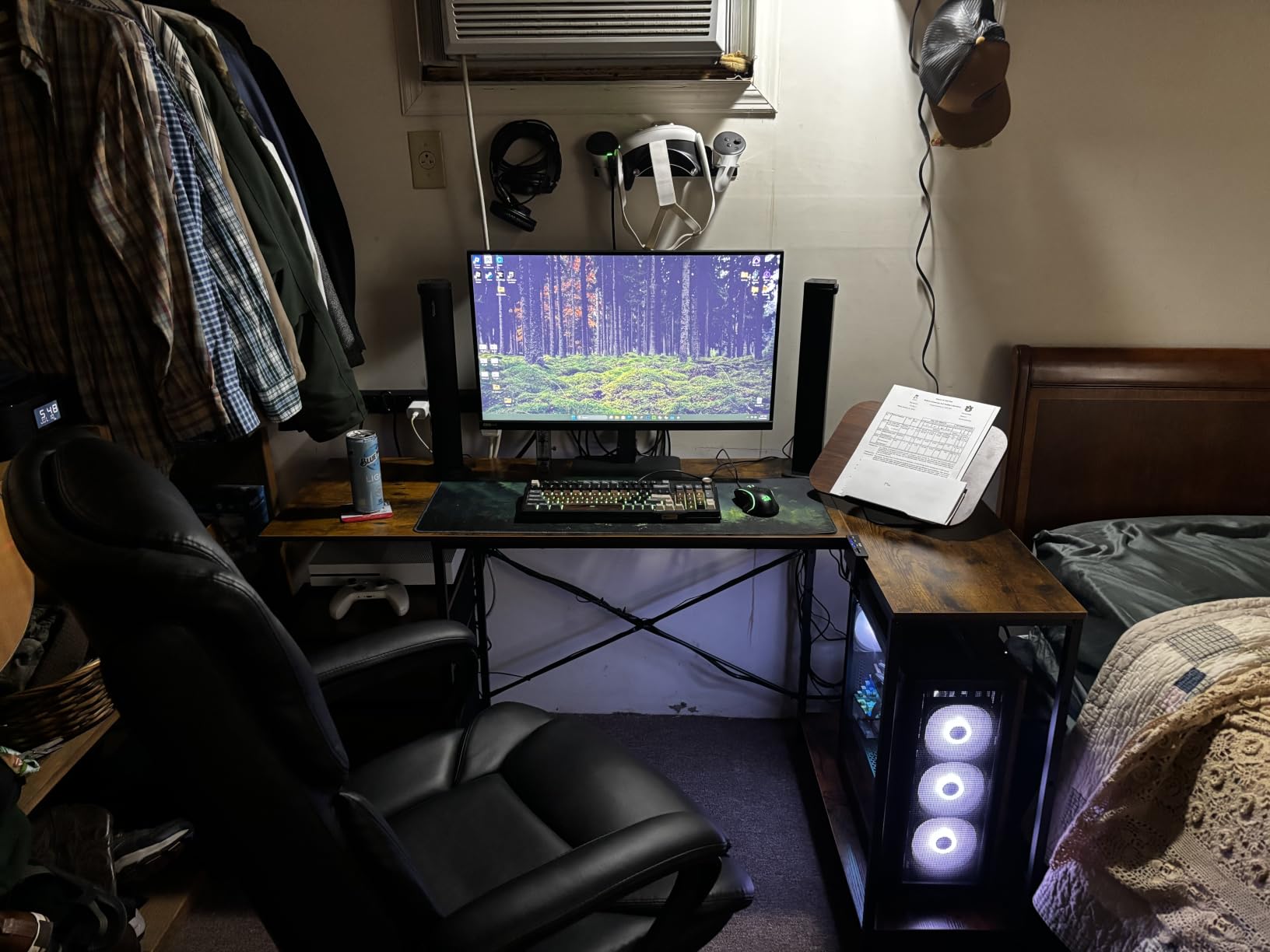 Huuger L Shaped Office Desk with Power Outlets & 3 Drawers | 47 Inch Computer Desk with Shelves, for Gaming, Corner Work, Home Office, Study, Rustic Brown customer photo 2