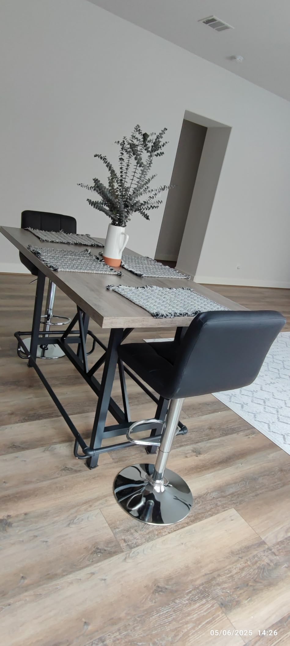 Tribesigns 63-Inch Counter Height Bar Table with Metal Footrest (Brown) | Industrial Rectangle Pub Table, Wood Kitchen Dining Table with Sturdy Metal Frame for Dining Room, Home Bar customer photo 2