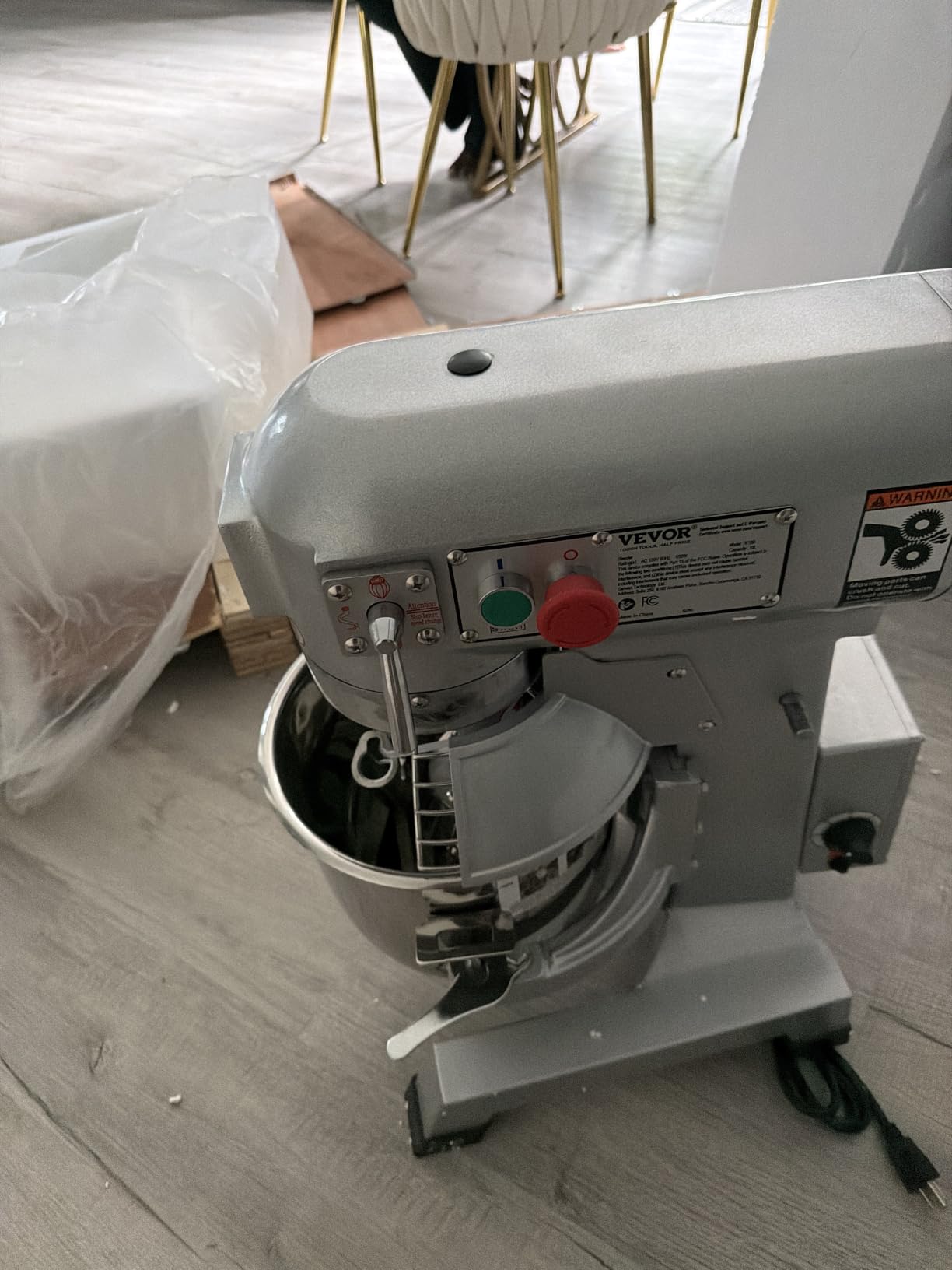 Commercial Food Mixer, 20Qt Commercial Mixer with Timing Function, 750W Stainless Steel Bowl Heavy Duty Electric Food Mixer Commercial with 3 Speeds Adjustable 108/199/382 RPM, Dough Hook Whisk customer photo 2