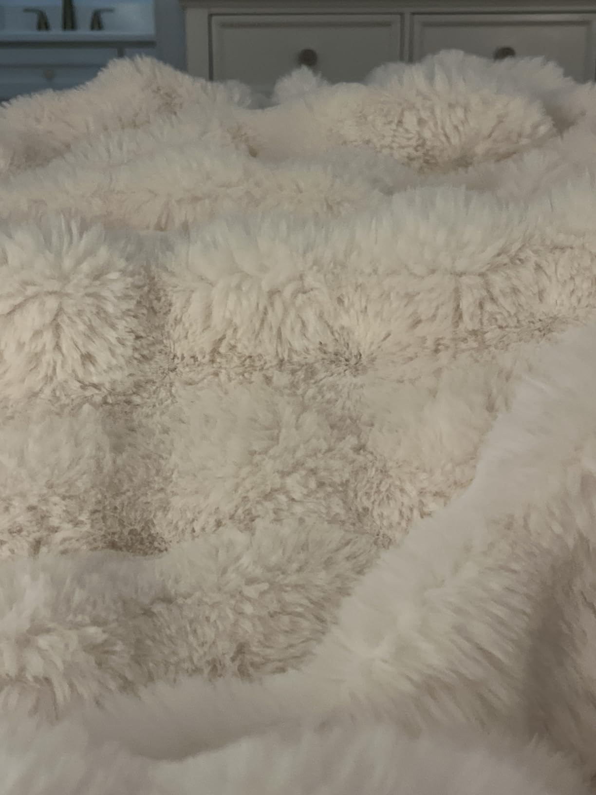 Ultra Soft Cozy Faux Fur Throw Blanket, Fuzzy Plush Thick Bubble Blanket, Luxury Fluffy Blanket for Couch, Sofa, Bedroom, and Living Room, 50x60 Inches, Cream White customer photo 1