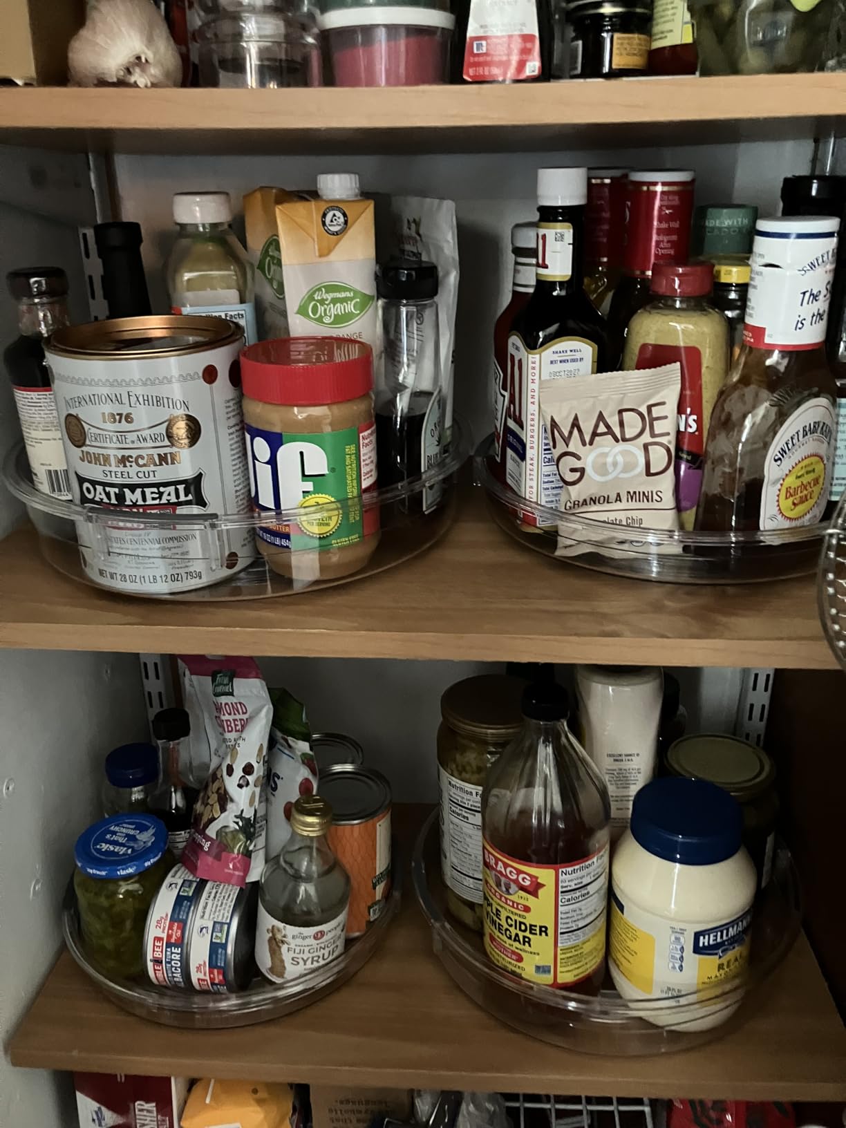 LAMU 4 Pack Lazy Susan Organizer, Clear Lazy Susan Turntable for Cabinet, Refrigerator, Table Top, Kitchen, Bathroom, Pantry Organizers and Storage, 2 Sizes Included 12in, 10.6in customer photo 2
