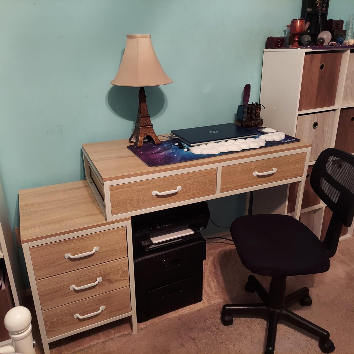 Tribesigns Computer Desk with 5 Drawers, Reversible Home Office Desks | Small Desk with Drawer Cabinet Printer Stand, PC Desk with Storage, Black Study Writing Table Workstation for Small Spaces customer photo 1