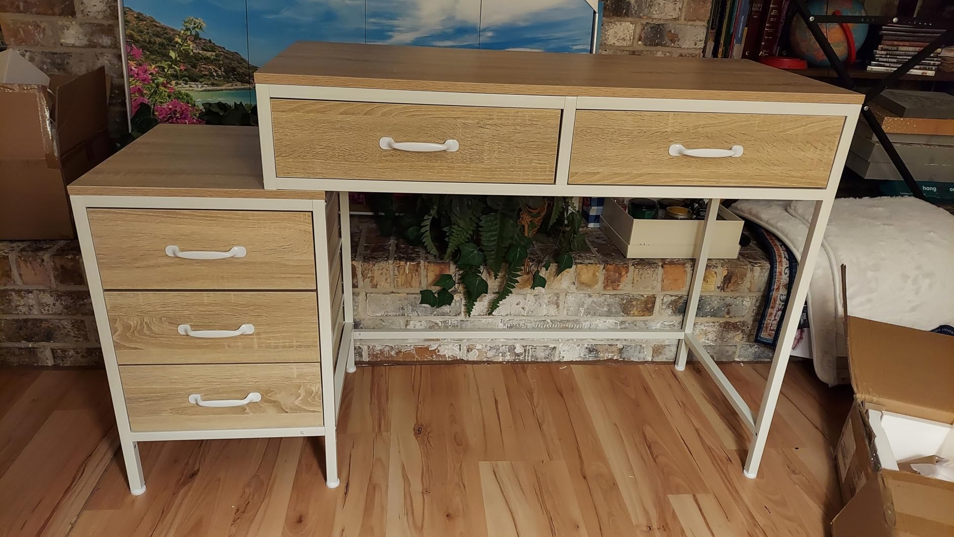Tribesigns Computer Desk with 5 Drawers, Reversible Home Office Desks | Small Desk with Drawer Cabinet Printer Stand, PC Desk with Storage, Black Study Writing Table Workstation for Small Spaces customer photo 2