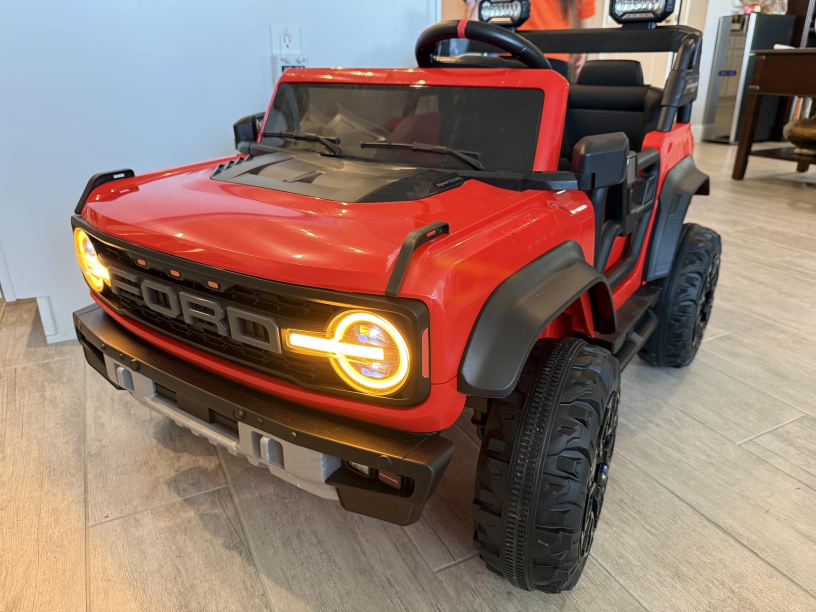 First Ride On Licensed Ford Bronco Raptor 24V 2 Seater Kids Ride on Toys, Battery Powered Electric Ride on Car, Remote Control Electric Car w/Led Lights, Music, High Low Speed (24V, White) customer photo 1