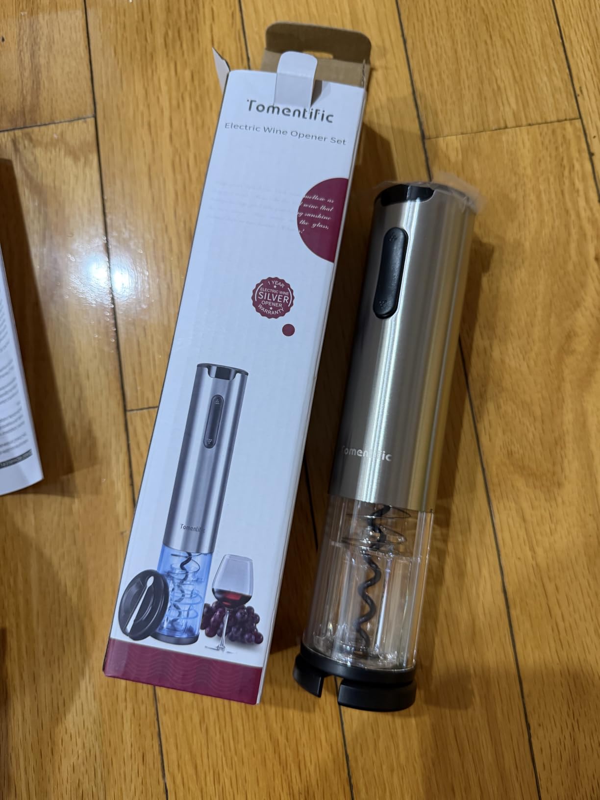 Electric Wine Opener Tomentific, Rechargeable Automatic Wine Corkscrew Bottle Opener With Foil Cutter, Type-C Charging Wine Openers With LED Light customer photo 2