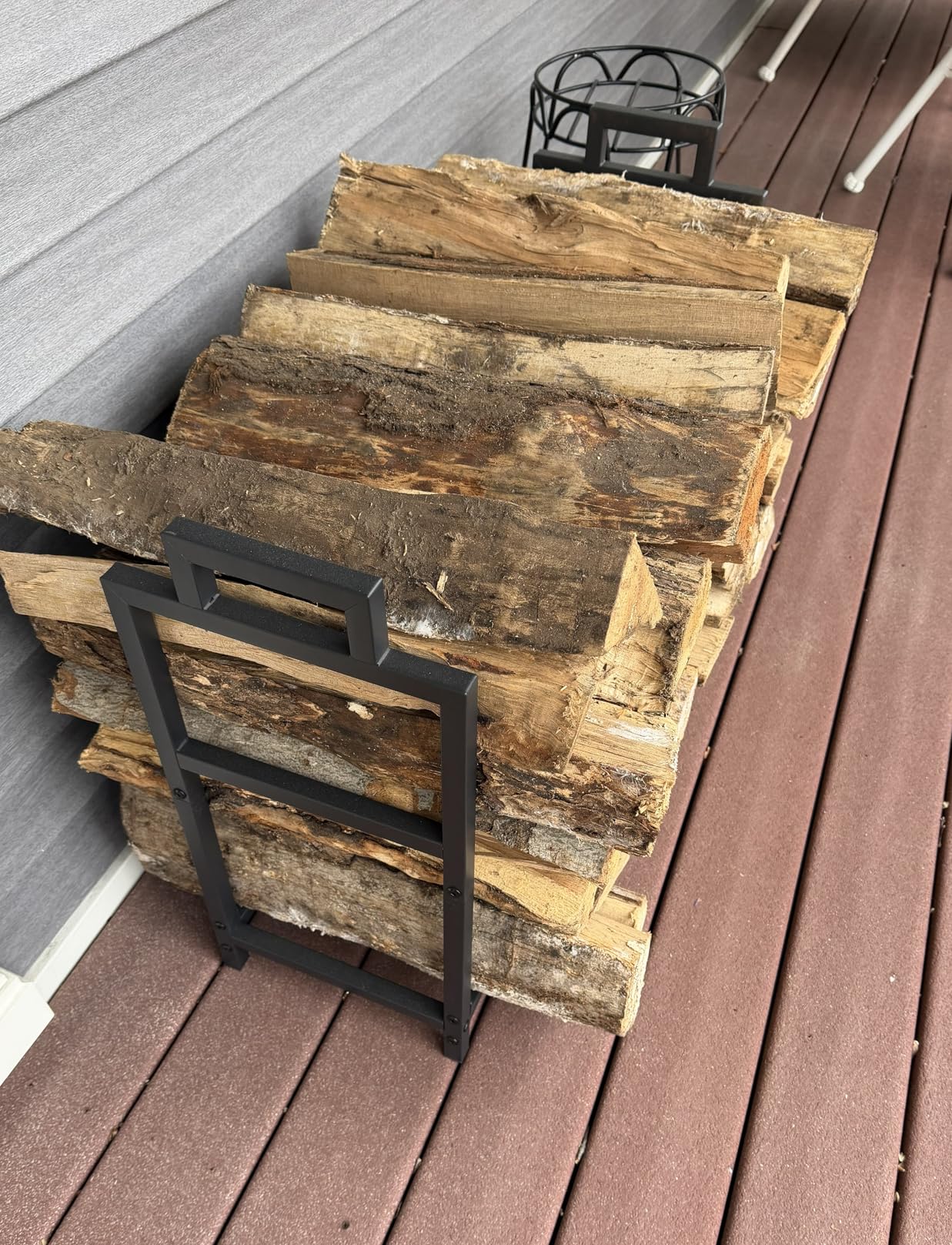 30 Inch Firewood Rack Outdoor Indoor with Handle and Log Carrier Bag, Stable Metal Wood Rack Heavy Duty Log Holder for Fireplace Patio Deck, Rustproof Firewood Storage Organizer Tool customer photo 1