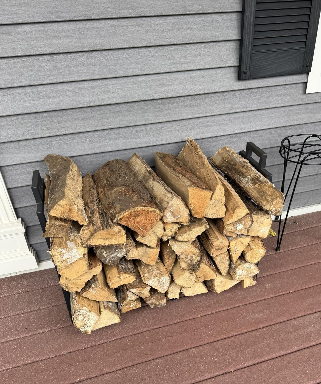 30 Inch Firewood Rack Outdoor Indoor with Handle and Log Carrier Bag, Stable Metal Wood Rack Heavy Duty Log Holder for Fireplace Patio Deck, Rustproof Firewood Storage Organizer Tool customer photo 2