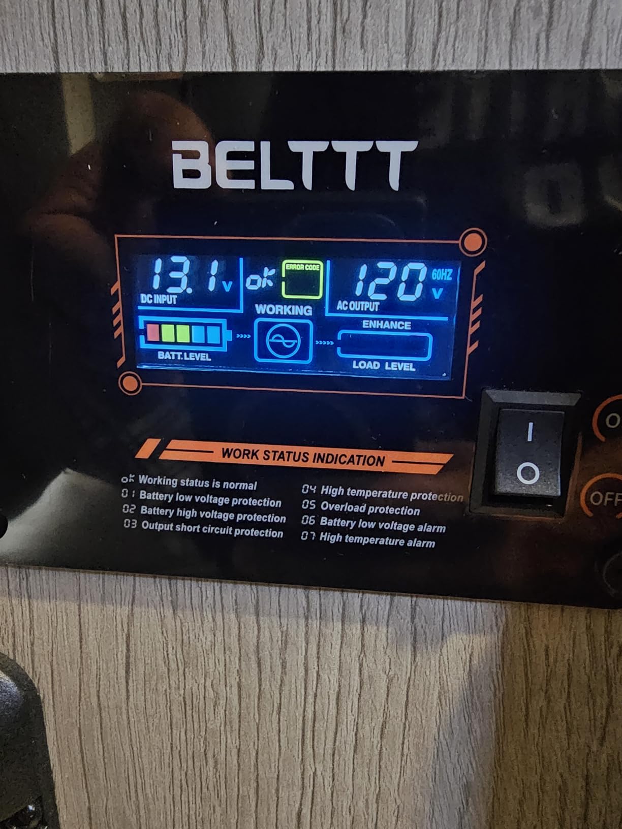 BELTTT 3000W Pure Sine Wave Inverter 12V DC to 120V AC, 6000W Peak | LCD Display, 23 ft Wired Remote, Dual AC and 20A Outlets, Hardwire Port, USB, Power Inverter for Solar, Off-Grid, RV, Truck customer photo 1