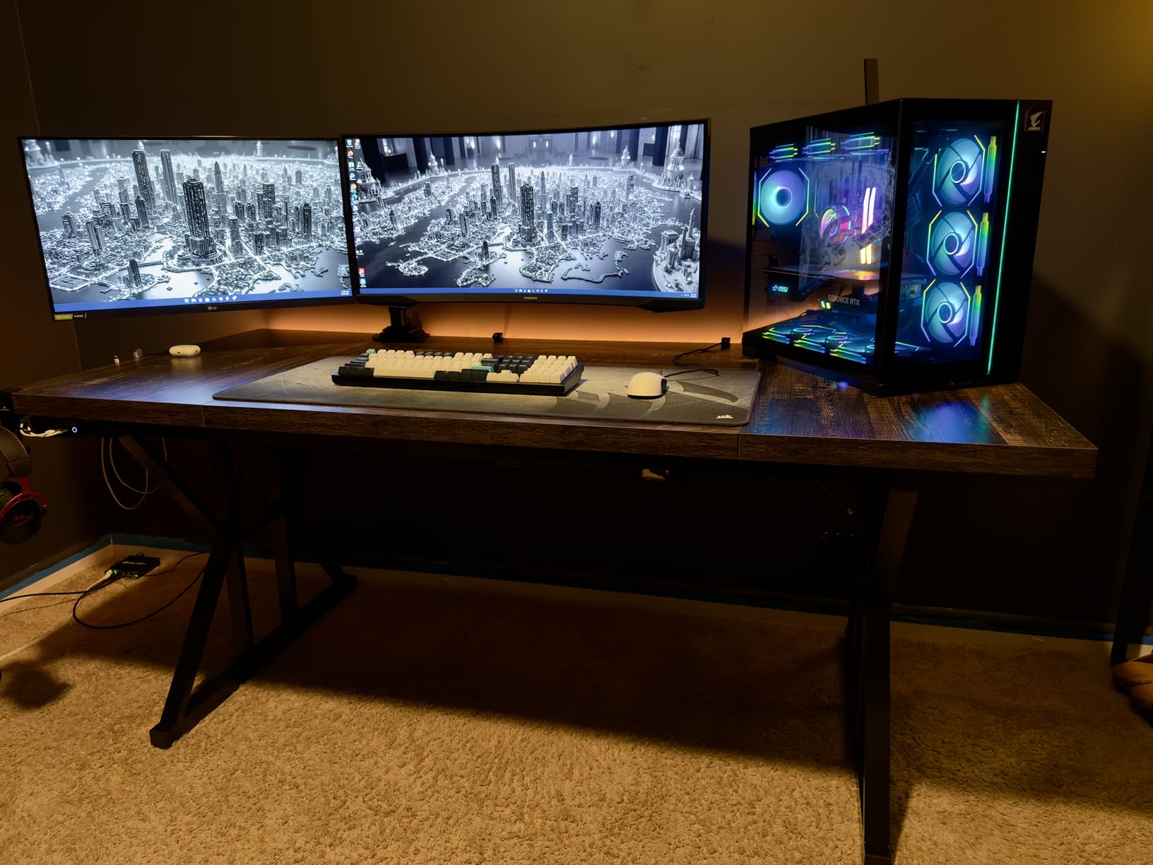 LITTLE TREE 70.8-Inch Office Desk, Wooden Executive Office Desk, Modern Work Desk, Large Farmhouse Writing Table Computer Desk for Home, Brown-Black customer photo 2