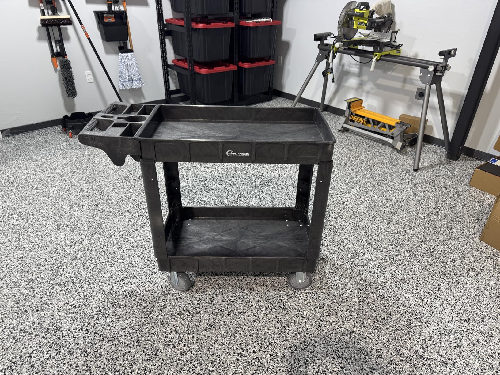 Simpli-Magic Rolling Utility Cart on Wheels, Heavy Duty with Ergonomic Handle, Deep Shelfs for Garage, Warehouse, Workshop, 600-Pound Capacity 40x33x17-Inch customer photo 2