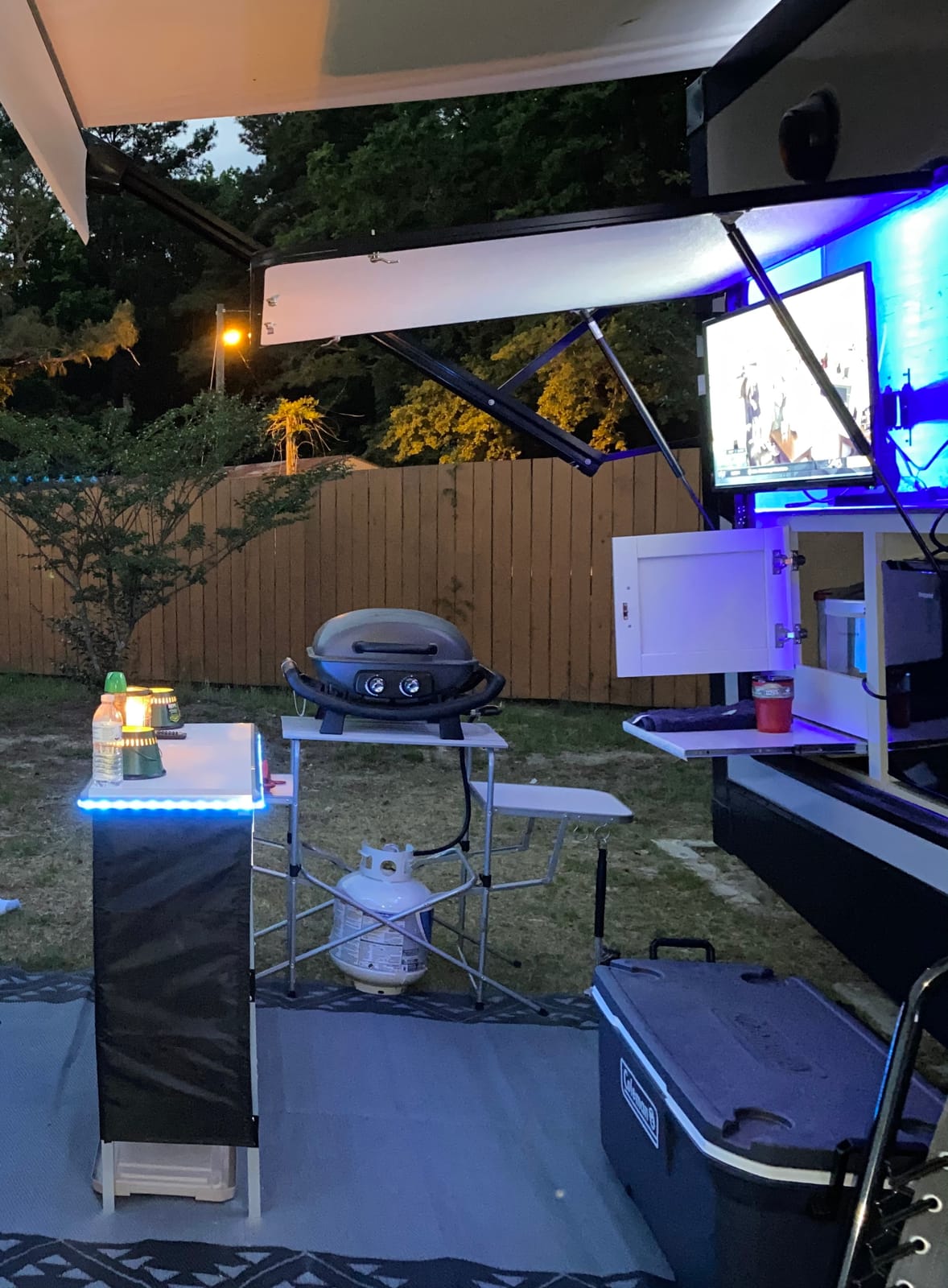 PartyLife NEW & Improved Portable Bar Table w/LED Lights, Folding Steel Legs, 2 Bar Skirts, Supportive Storage Shelf & Carrying Case - Black customer photo 1
