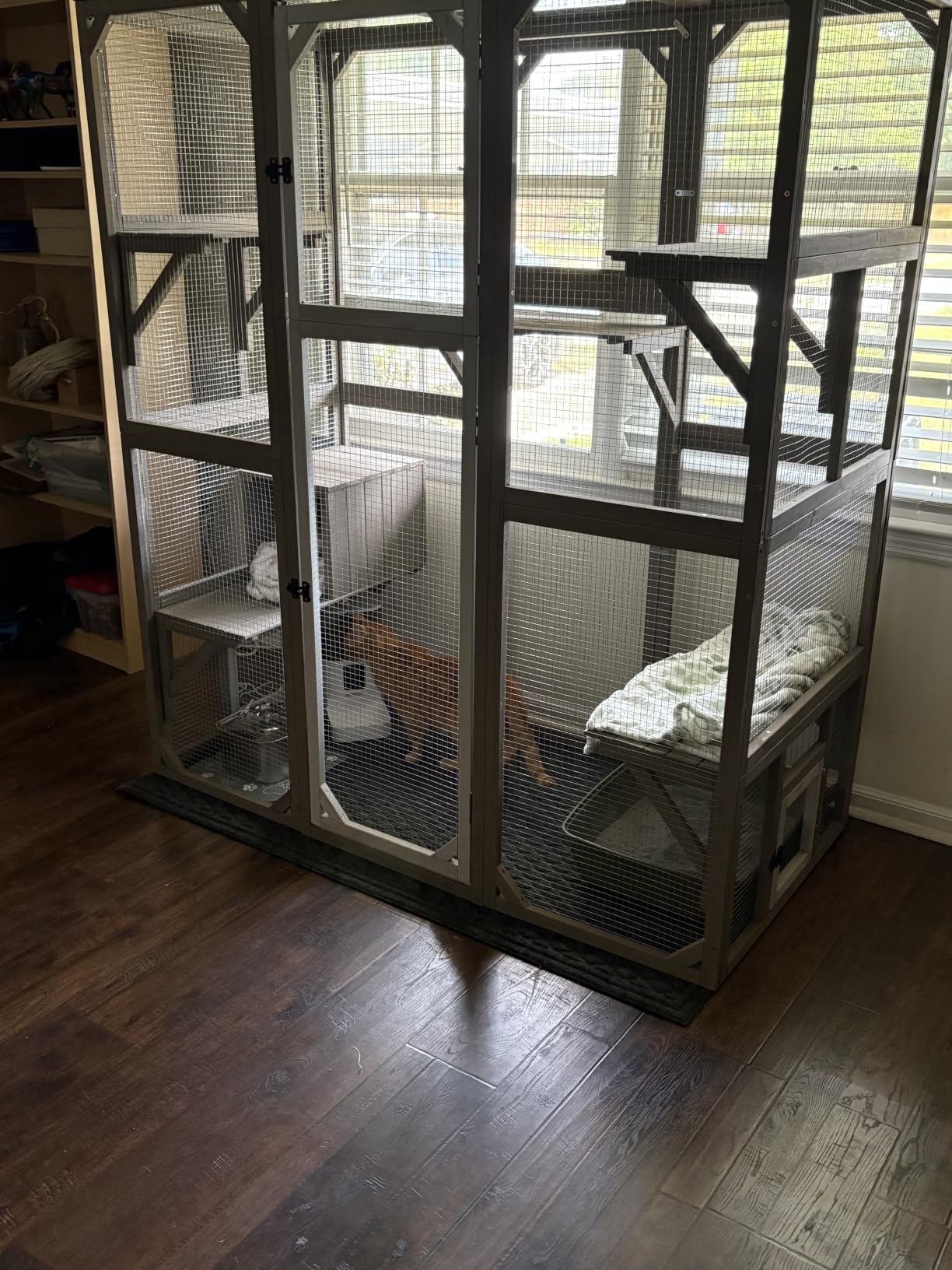 Ketive Catio Outdoor Cat Enclosure Large Window Cat House Walk in Kitty Cage with Multi-Level Platforms, Waterproof Roof for Multiple Cats (59