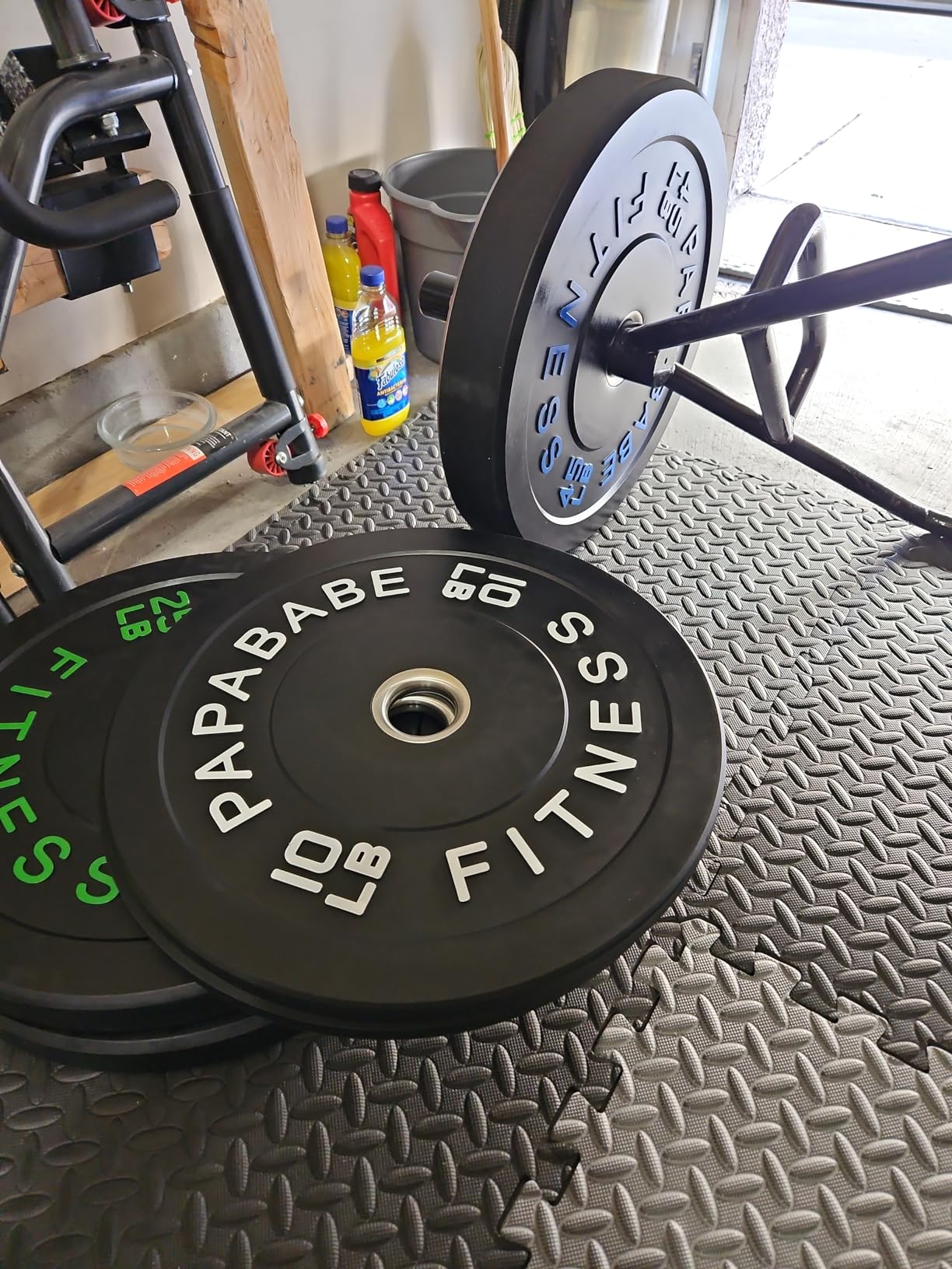 Papababe Weight Plates, 2-Inch Weights Plates Set, Floor Protective Rubber Weight Plates, 10-600lbs Bumper Plates for Barbell Strength Training & Weightlifting (Single/Pair/Full Set) customer photo 2