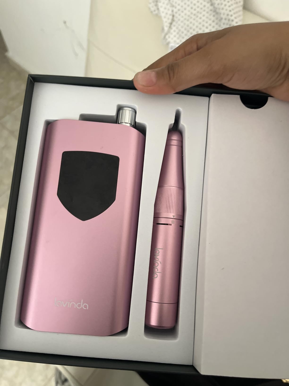 Lavinda Nail Drill 35000 RPM, Cordless Rechargeable Electric Nail File Machine, Professional Efile for Acrylic Nails, Gel Polish, Cuticle Removal, Home and Salon (Pink) customer photo 1