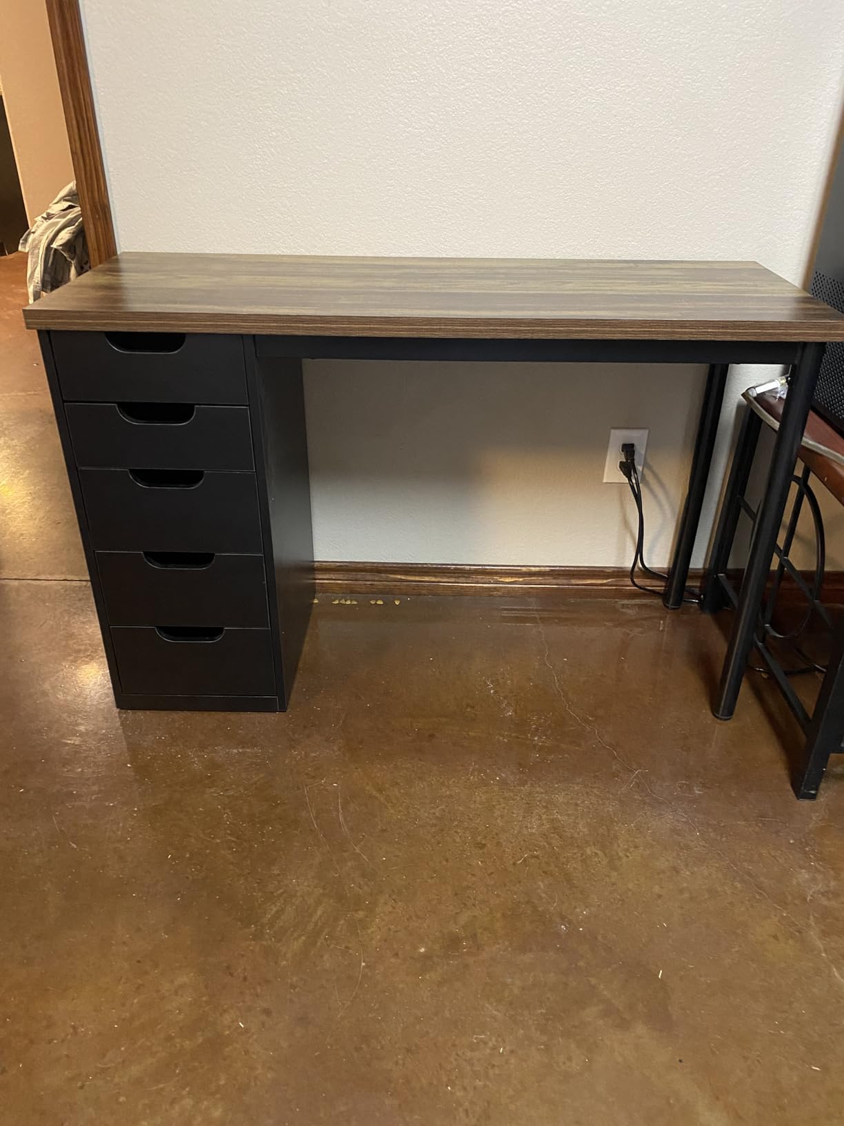 Tribesigns Computer Desk with 5 Drawers, 47 inches Rustic Brown Home Office Desk with Storage, Modern Simple Laptop Desk Study Writing Table for Small Spaces (1, Brown+Black) customer photo 2
