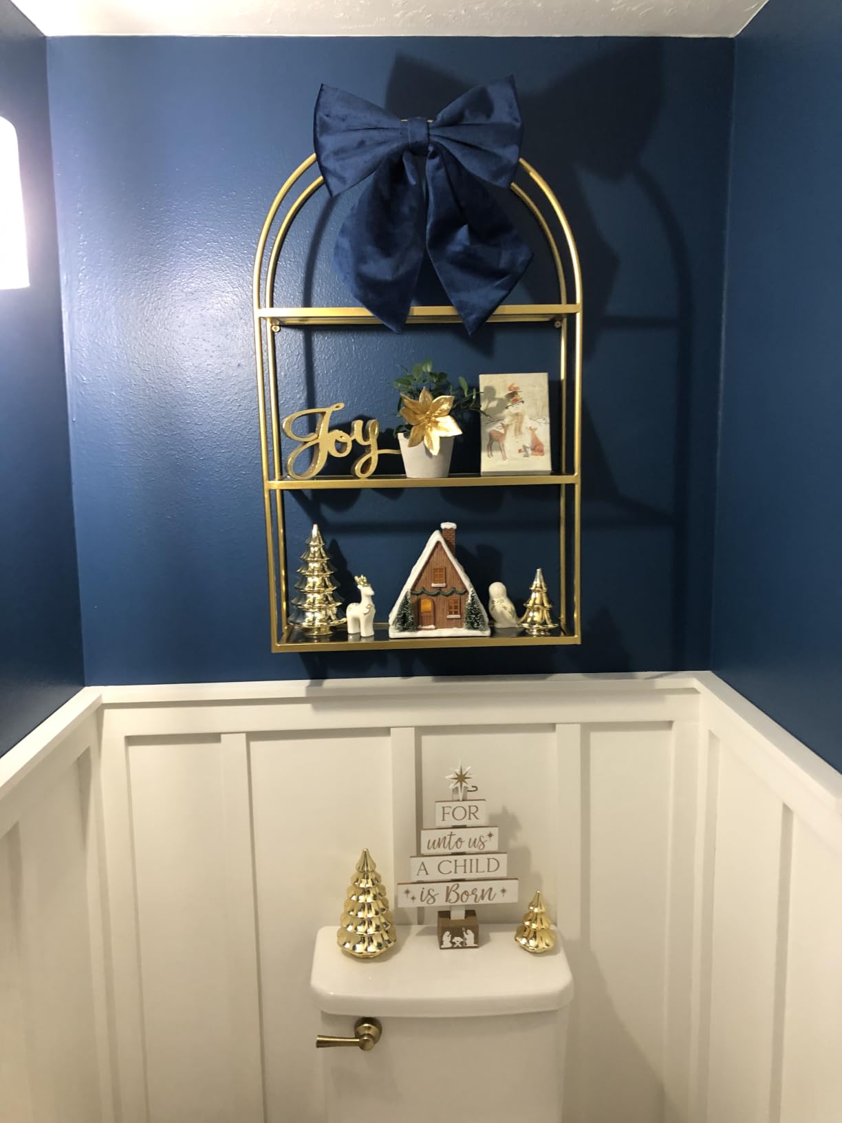 Crofy 3-Tier Arched Wall Shelf with Gold Frame & Transparent Shelves | Sturdy Tempered Clear Glass Shelves with Ample Storage Space; Decor for Living Room, Bath, Kitchen, Vanity & Home Office customer photo 1