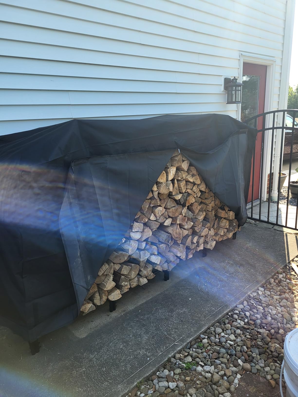 12ft Firewood Log Rack with Cover Outdoor, Heavy Duty Indoor Outdoor Firewood Storage Log Rack with Cover Combo Set Black customer photo 2