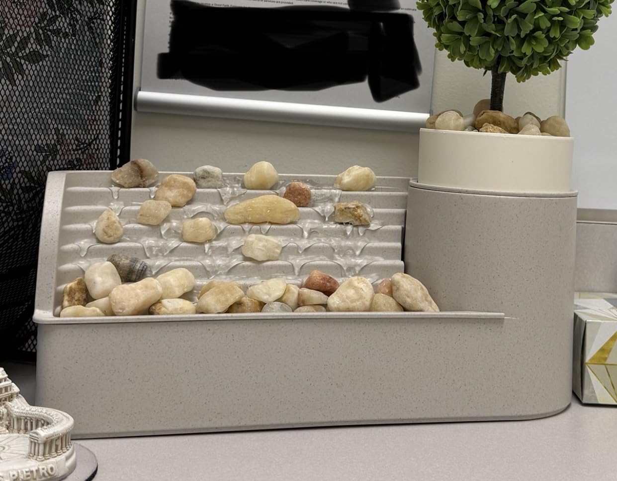Umbra Stream Water Fountain, Indoor Tabletop Zen Desktop, Sand, USB powered, recycled plastic customer photo 1