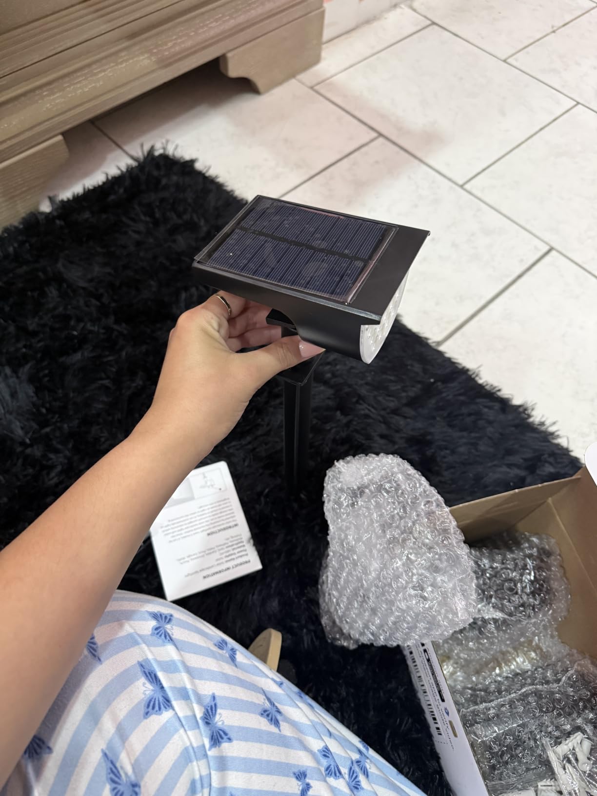 GKGG Solar Lights Outdoor Waterproof IP65, Solar Powered 76 LED 3 Lighting Modes Solar Spot Lights Outdoor for Yard Garden Landscape Pathway (Warm White, 4 Pack) customer photo 1