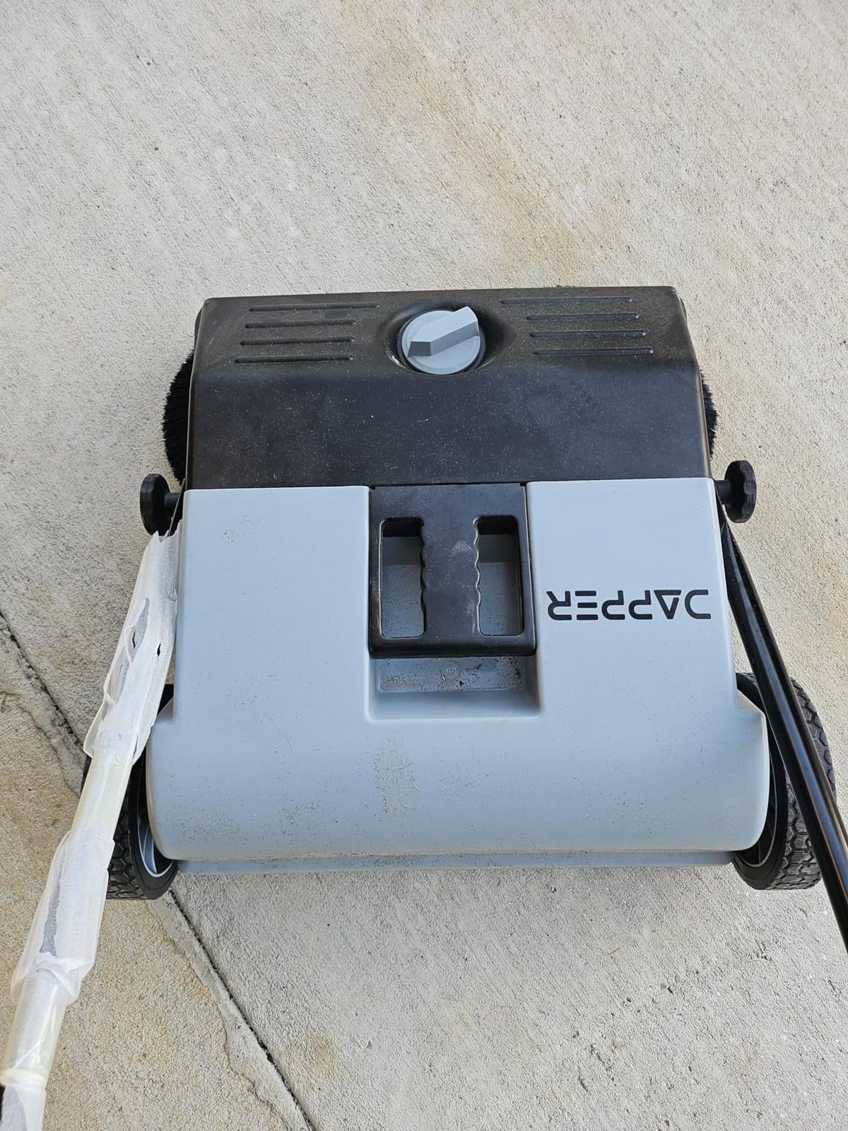 Dapper Supply Walk-Behind Outdoor Hand Push Floor Sweeper - 5.25 Gallon Capacity - 25.5