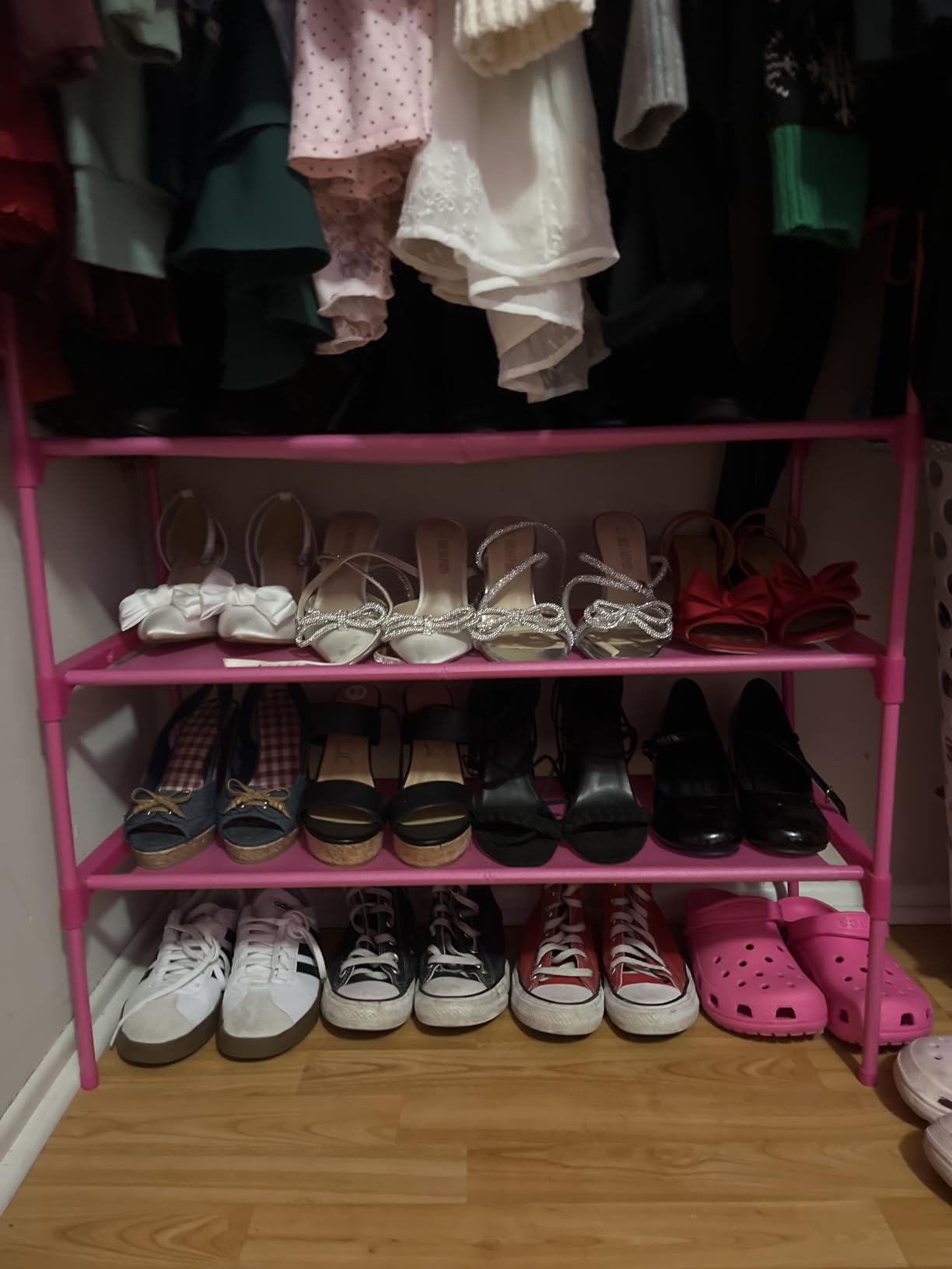 LANTEFUL 3 Tier Shoe Rack for Closet, Shoe Organizer with 5 Hooks, Long Shoe Shelf Storage for Sneaker and Boot Stackable Free Standing Shoe Rack for Entryway, Garage, Small Spaces, Dorm customer photo 2