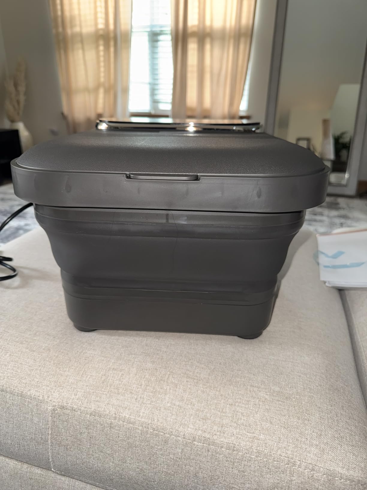 OOAMBB Collapsible Foot Spa with Heat, Bubble and Temp Control, Foot Bath Massager with XL Touch Screen and Massage Rollers, Foot Soaking Tub, Pedicure Foot spa for Stress Relief (Grey) customer photo 2
