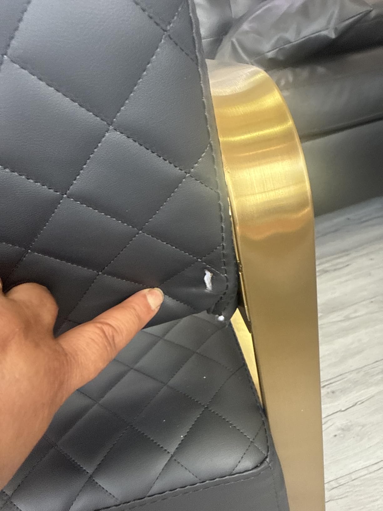 OmySalon Waiting Room Chairs with Arms, 57.5'' Office Guest Chair Upholstered Bench Seating, Reception Furniture for Beauty Salon Barbershop Airport Bank Hall Room Conference, Black&Gold customer photo 1