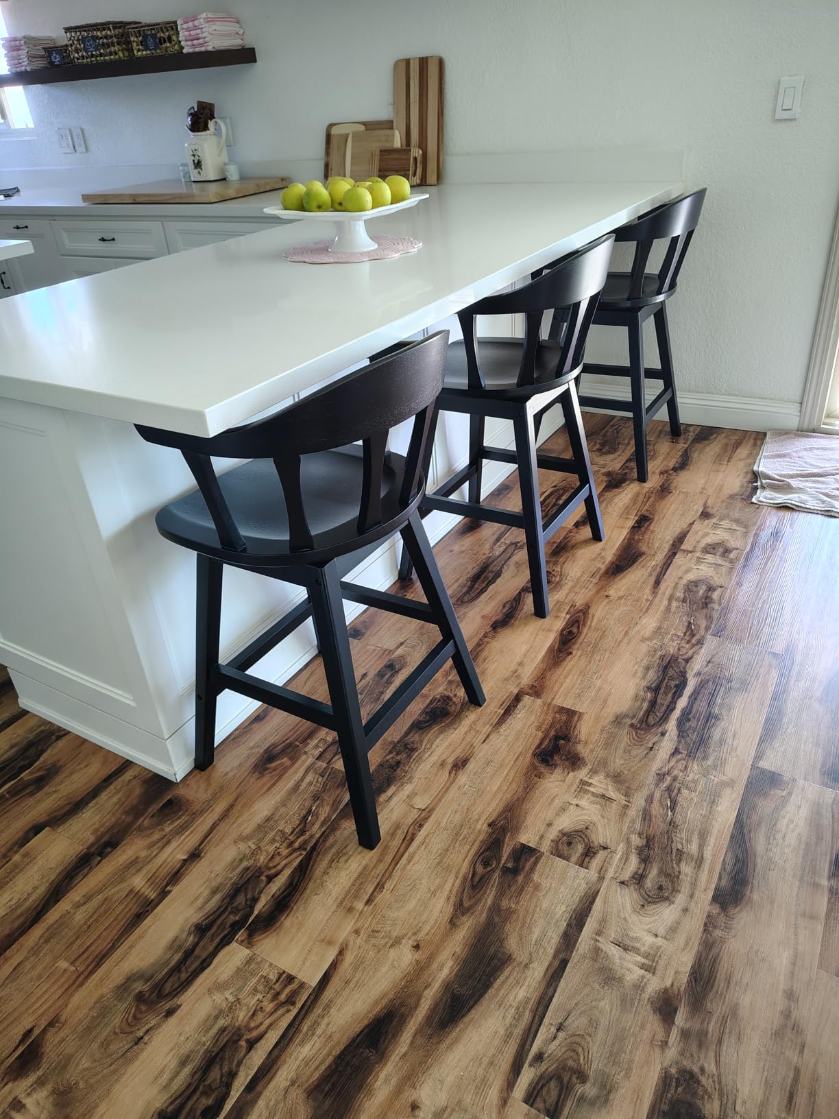 PrimeZone Swivel Bar Stools Set of 2, 24 Inch Counter Height Barstools, Black Faux Leather Bar Stool with High Backrest & Solid Wood Legs & Wrap-around Footrest, Counter Stools for Kitchen Island, Pub customer photo 1