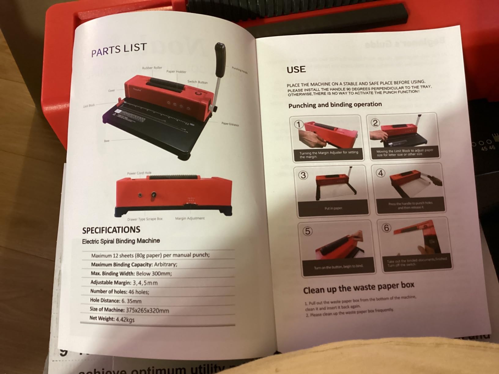 46-Hole Binding Machine Spiral Coil Binder Classic Red, DIY Book Binder Kits with Electric Coil Inserter, 100pcs Comb Binding Spines, for Letter Size/A4/A5 School Office Home customer photo 2