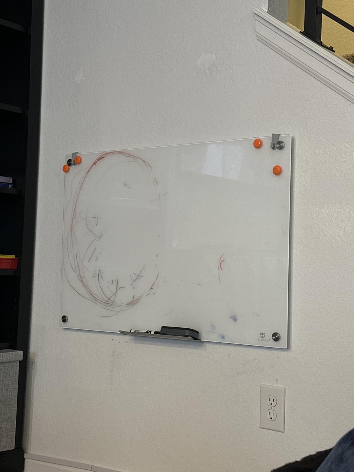 TSJ OFFICE Glass Dry-Erase Board - 48 x 36 Inches Wall Mounted Glass Whiteboard, Large Frameless Magnetic White Board for Office, Home & School, White customer photo 2
