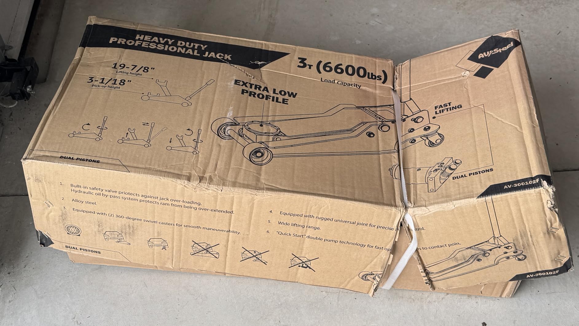 AV Steel Low Profile Floor Jack 3 Ton (6600 lbs), Heavy Duty Hydraulic Jack for Car, Heavy-Duty Floor Jack with Dual Pistons Quick Lift Pump, Car Floor Jack with Lifting Range 3-1/8'' to 19-7/8'' customer photo 1