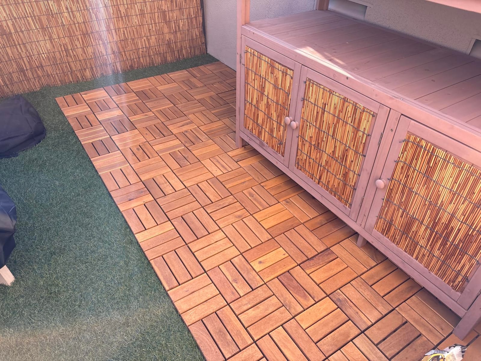 Acacia Wood Interlocking Deck Tiles, Patio & Backyard Tile, 12 in, 9 PCS customer photo 2
