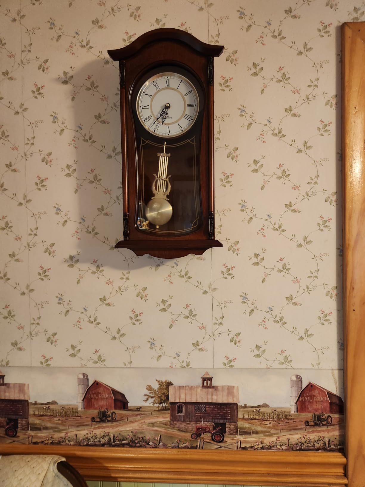 AYRELY 22IN Grandfather Vintage Wall Clock with Pendulum and Chime, Mahogany Wooden Frame customer photo 1