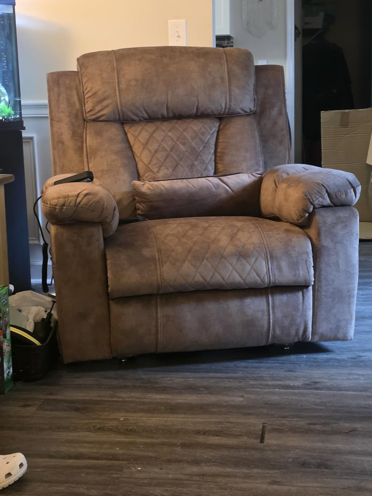 FUNECORP Big Man Power Lay Flat Lift Recliner Chair, Tan | Dual Motor Heat Vibration for Elderly, 28