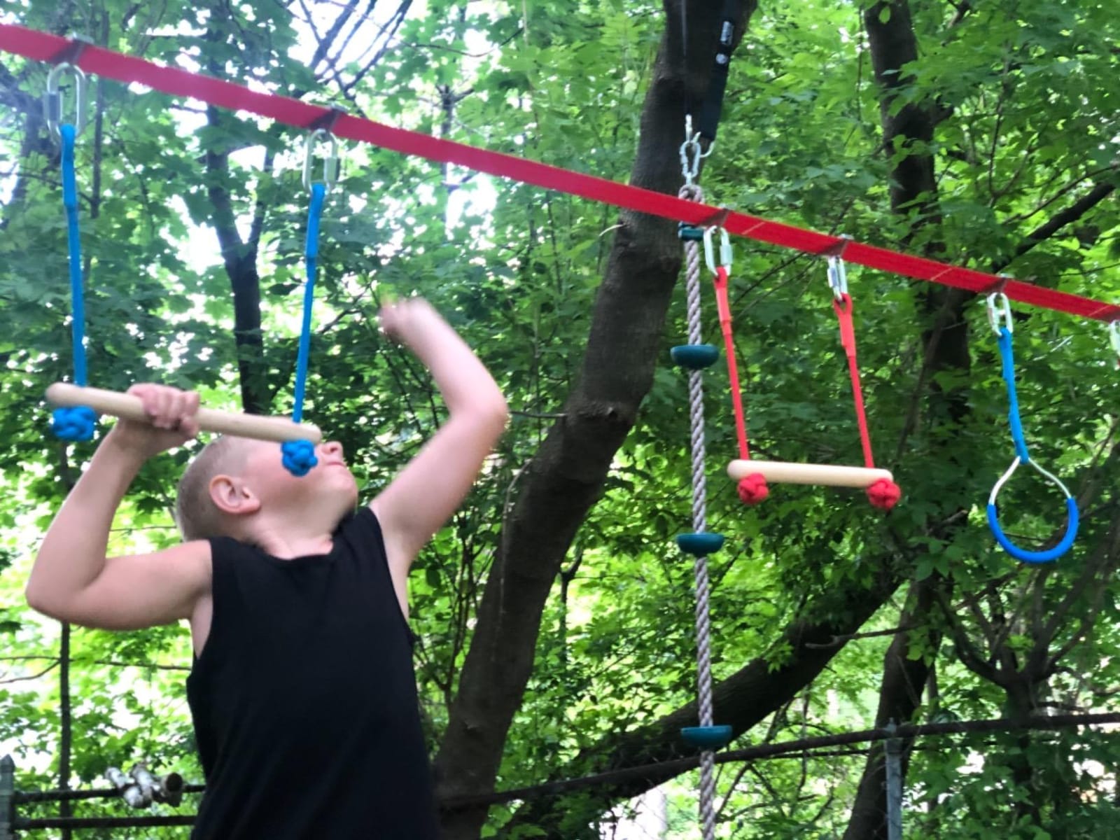 Ninja Warrior Obstacle Course for Kids-Playground Fitness Equipment Ninja Slackline with Multiple Accessories for Kids (2x56ft) customer photo 1
